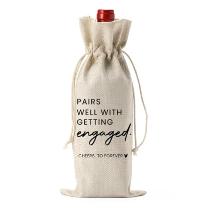 FBCCZEY Engaged Gifts, Engagement Gifts for Couples Her, Engagement Party Decorations Gifts for Engaged Couple Wine Bag, Pairs Well with Getting Engaged Wine Bottle Bag
