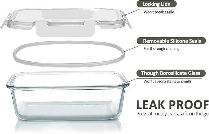 M MCIRCO 10-Pack 22 Oz Glass Meal Prep Containers
