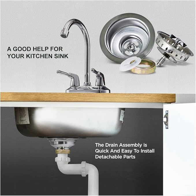 Highcraft 9763 Kitchen Sink Stainless Steel Drain Assembly