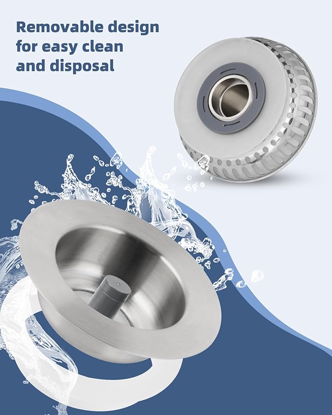 Hygie Rinse 3-in-1 Kitchen Sink Strainer Stopper Combo All Metal Stainless Pop