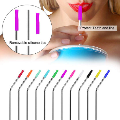 22Pcs Reusable Silicone Straw Tips, Multi-color Food Grade Straws Tips Covers Only Fit for 1/4 Inch Wide(6MM Out diameter) Stainless Steel Straws by Accmor