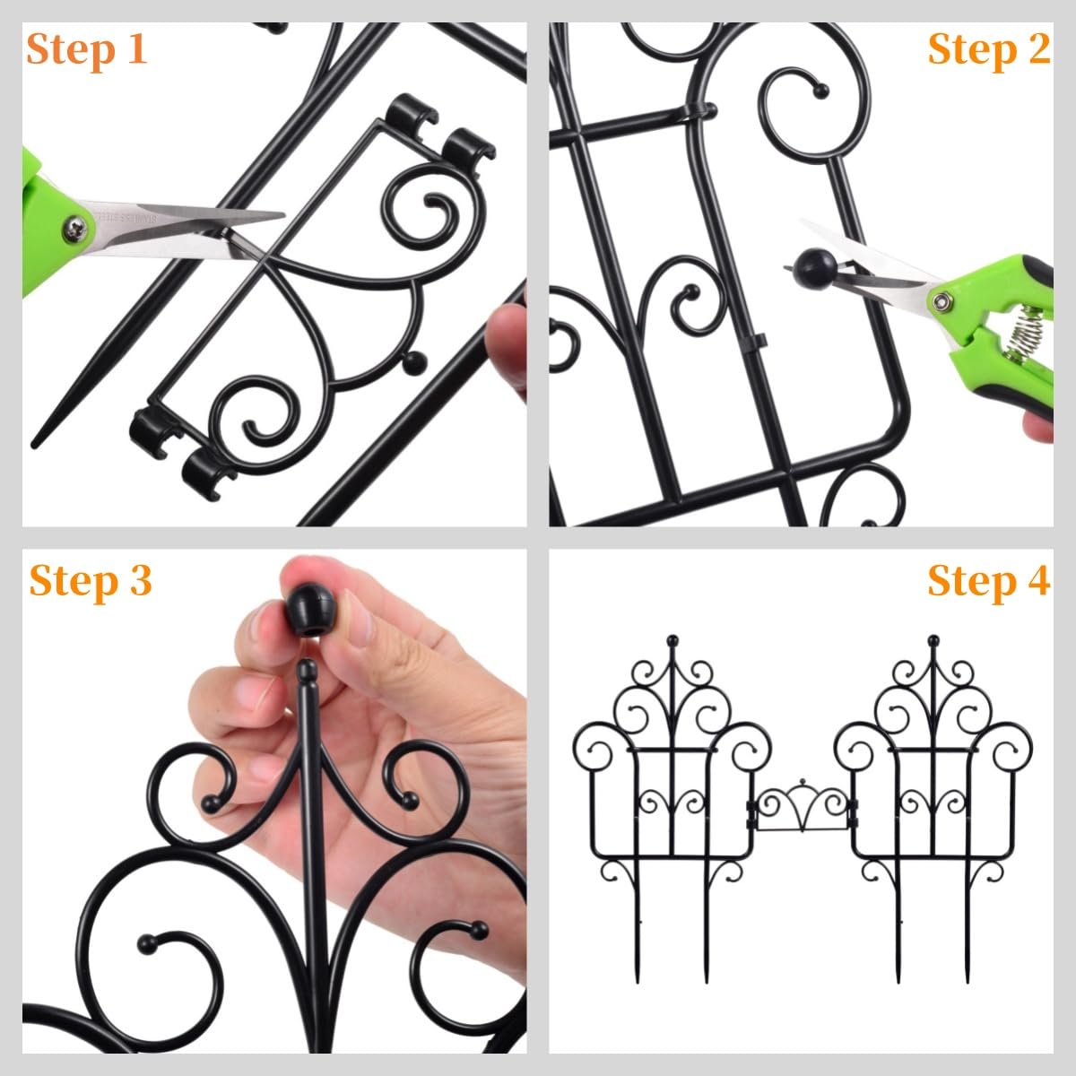 Garden Plant Trellis, Stackable Plastic Trellis Supports for Climbing Plants, Indoor Outdoor Use, 3 Pack, Black (3)