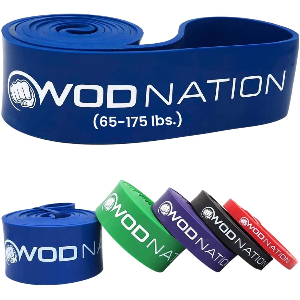 WOD Nation Pull Up Assistance Bands (10-175lbs Band) - Best for Pullup Assist, Chin Ups, Resistance Bands Exercise, Stretch, Mobility Work & Serious Fitness - 41 inch Straps