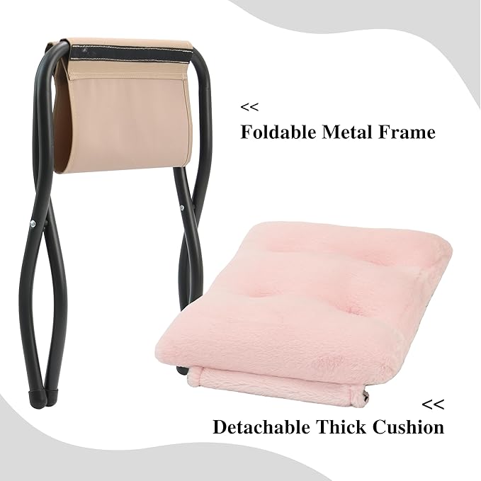 15" Folding Ottoman, Foldable Footrest Stool, Portable Small Foot Stool