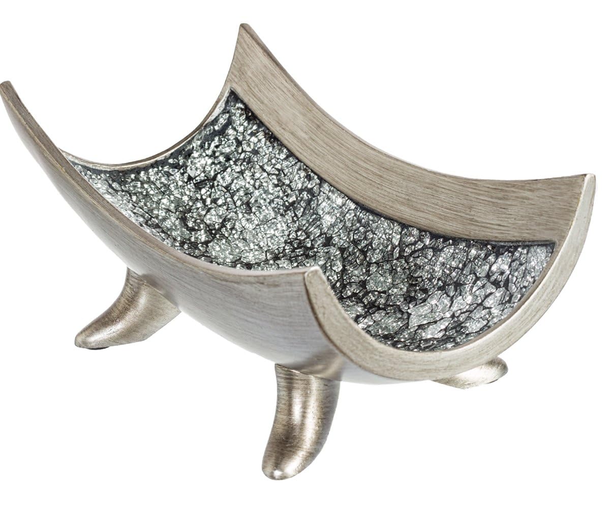 Creative Scents Schonwerk Silver Centerpiece Bowl - Coffee Table Decor - Centerpiece Table Decorations for Dining Room Living Room or Entry Table - Decorative Bowl - Best Wedding/Birthday Gift