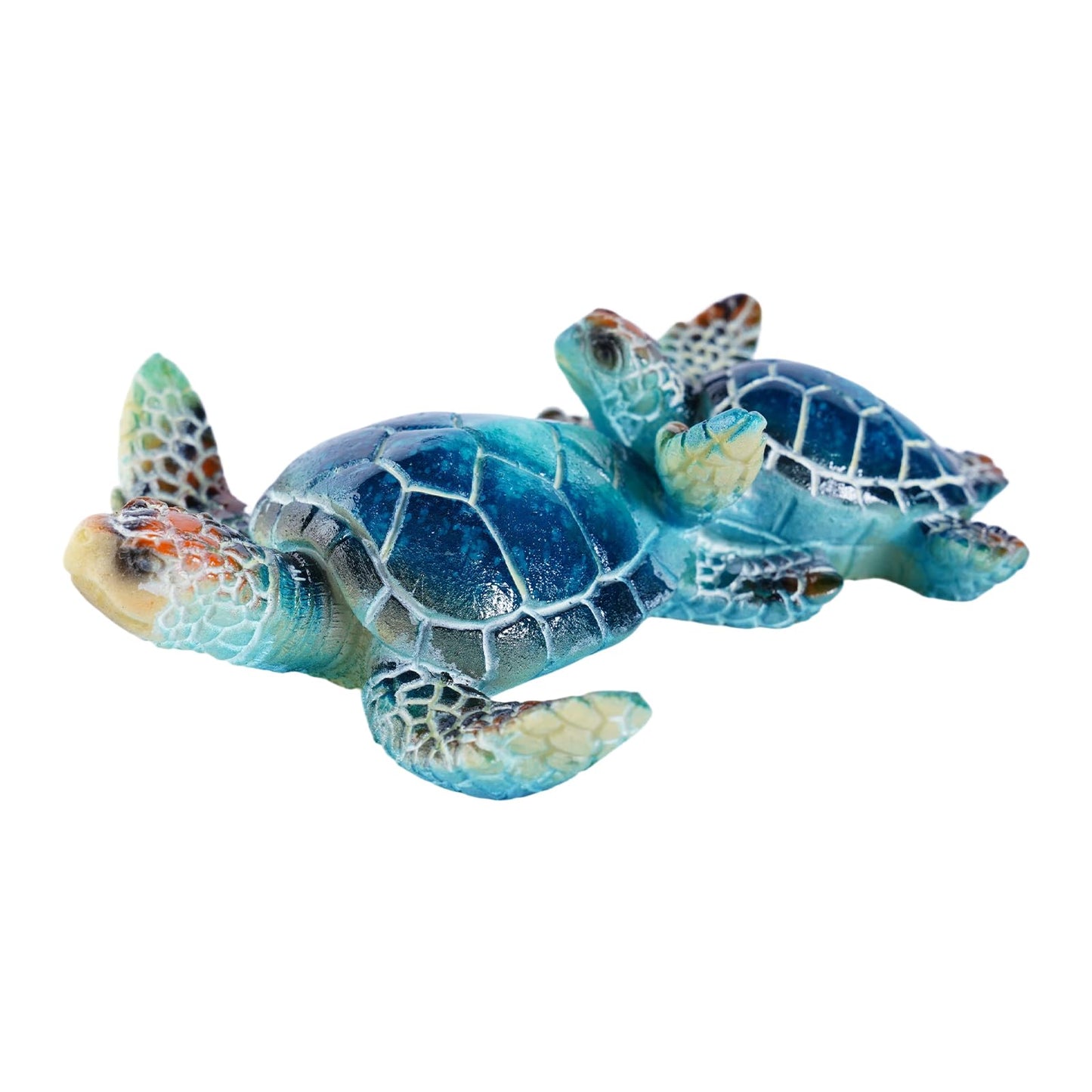Brizoria Sea Turtle Decor Collectible Figurines, Mother and Baby Mini Turtles, Resin Sea Animals Ornaments for Beach Theme Bathroom Decor, A Thoughtful Gift from The Sea for Turtle Enthusiasts, Blue