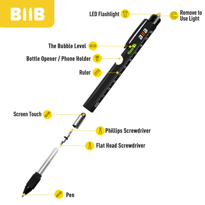 BIIB Fathers Day Gift for Men 9 in 1 Multitool Pen, Mens Gifts for Him Dad Husband, Dad Gifts from Daughter Son, Personalized Gifts Ideas, Birthday Gifts for Men, Tools Cool Gadgets