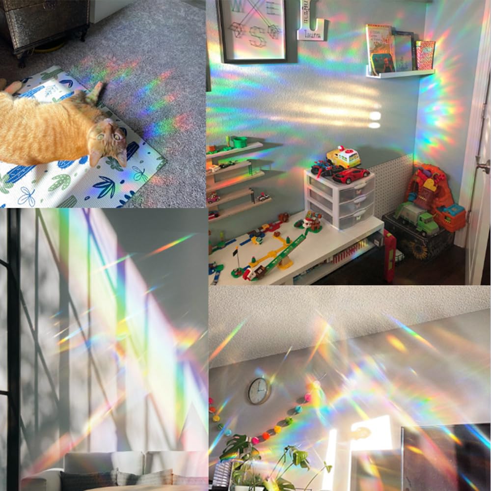 zhuoyaju Acrylic Suncatcher Window Hanging, Butterfly & Flower Sun Catcher Rainbow Indoor Window Decoration for Living Room Bedroom Summer Home Balcony Ornaments, 7.87 inches