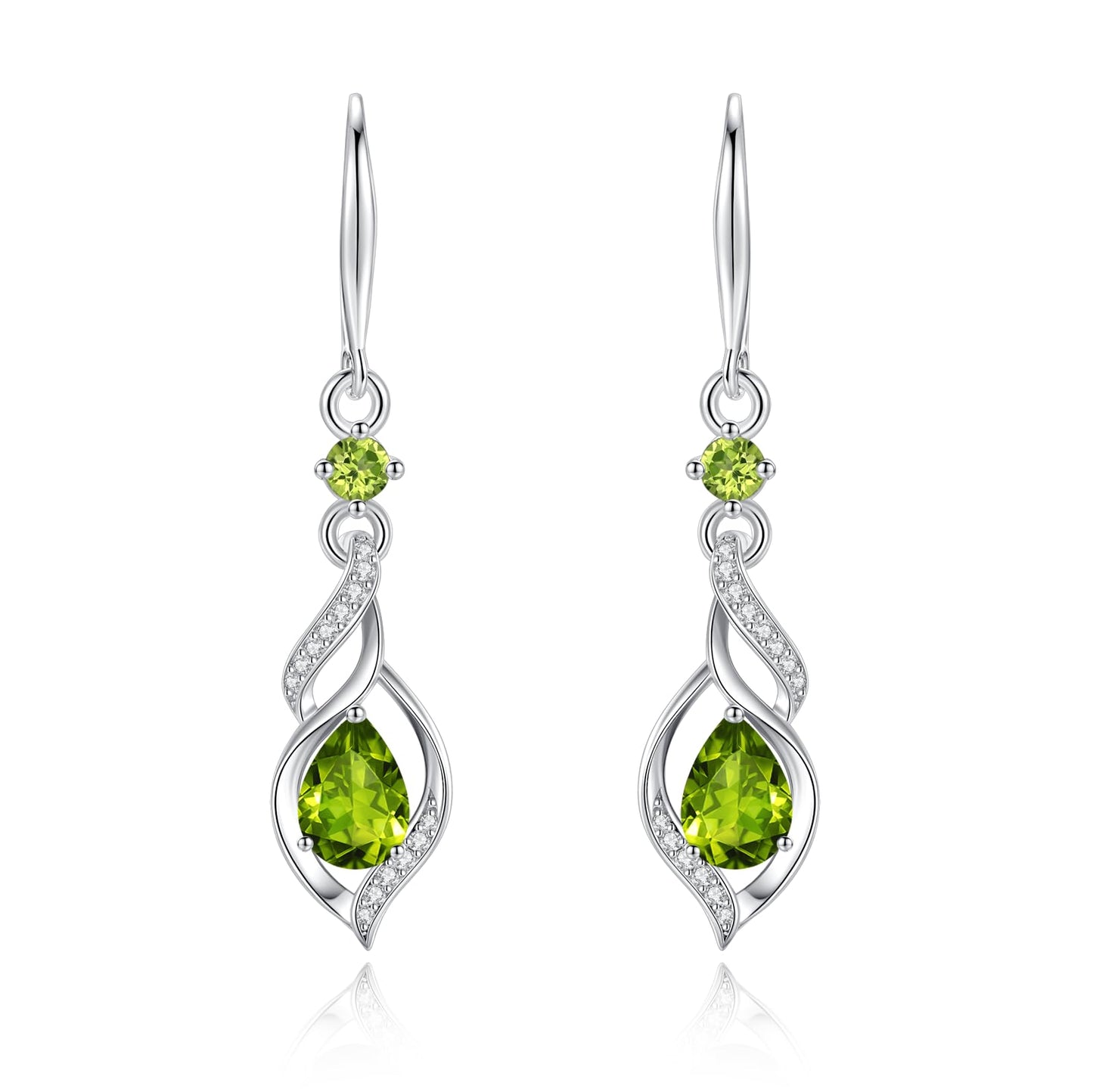FANCIME Gift for Women August Birthstone Dangle Earrings for Women Teardrop Peridot Earrings S925 Sterling Silver infinity Love Birthday Gifts for Mom Women