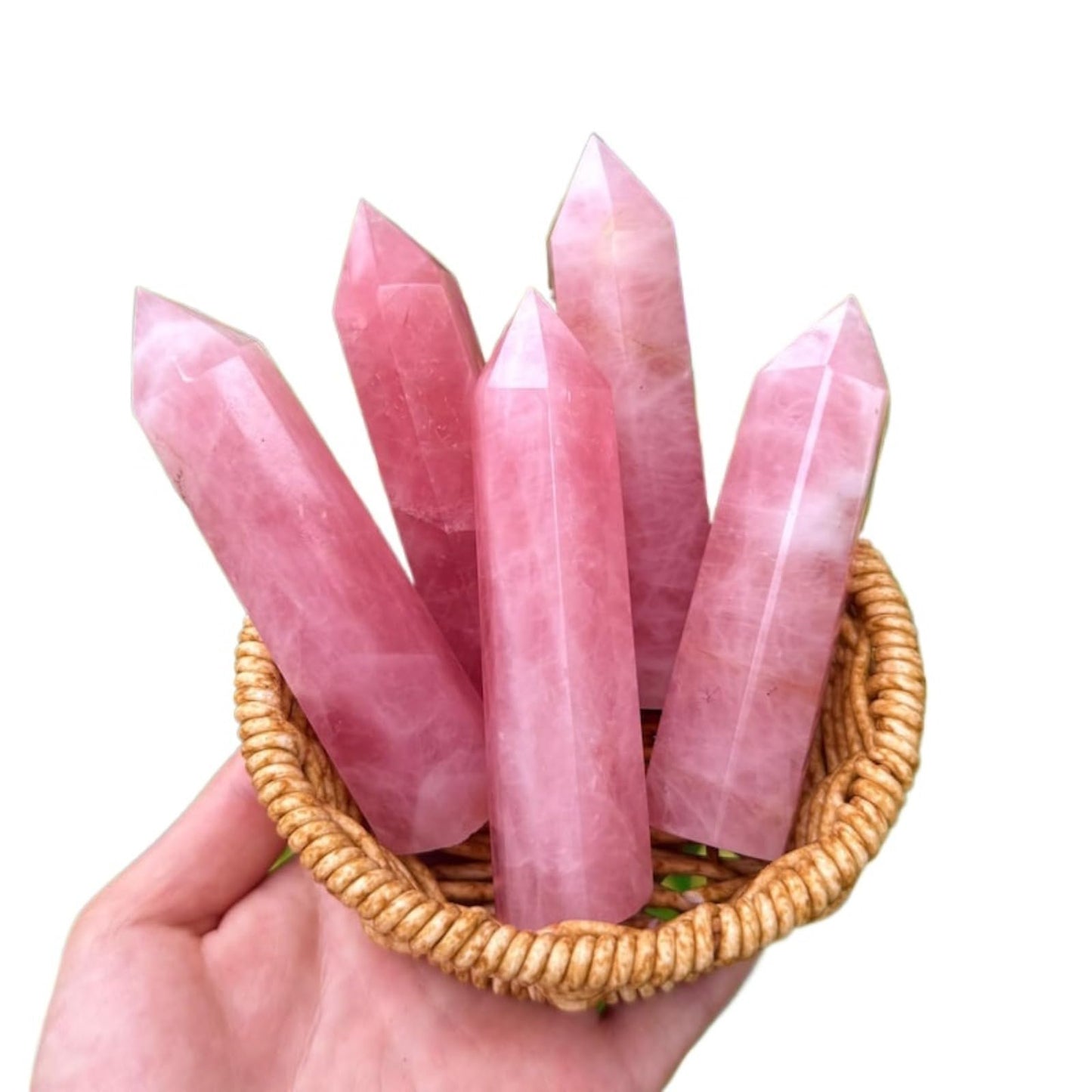 YOUNAIERZX 3-4in Natural Rose Quartz Crystal Tower Point Pink Gemstone Obelisk Heart Chakra Healing Self Love Energy Stone
