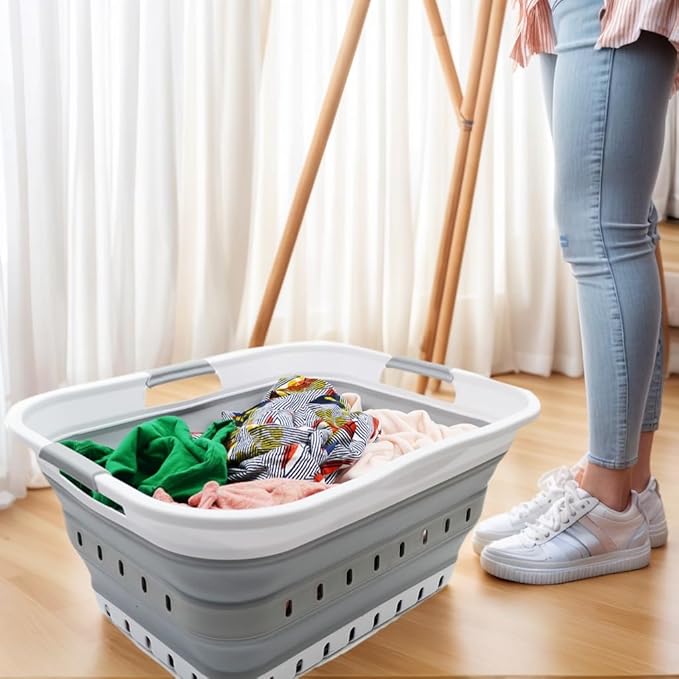 SAMMART 42L Collapsible Plastic Laundry Basket