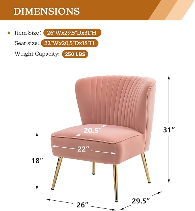 HULALA HOME Velvet Accent Chair, Modern Upholstered Cute Side Chair