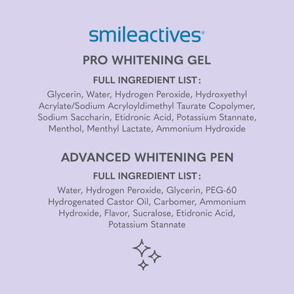 Smileactives Teeth Whitening Kit, Complete at Home Teeth Whitening Treatment, Travel Size Tooth Whitening, Stain Remover for White Teeth, Contains Clinical-Grade Hydrogen Peroxide, 60 Day Kit