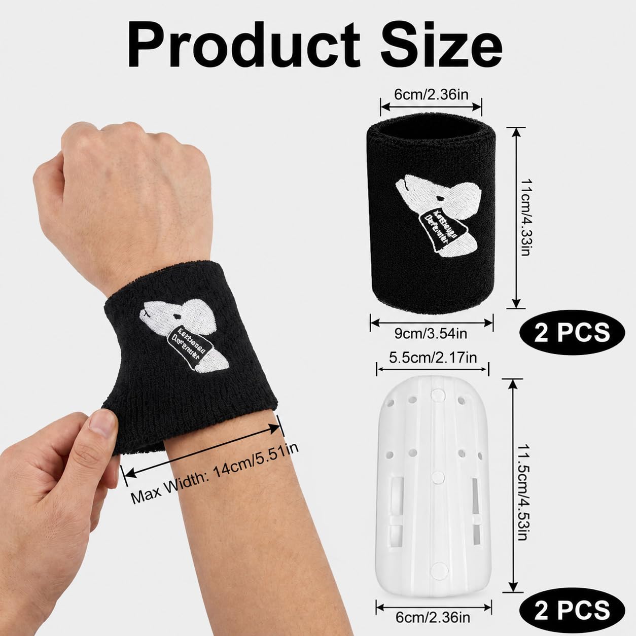2pcs Kettlebell Wrist Guards for Men and Women, Sweat Weighted Wristbands with Insert Support, Shock-Absorbing Sleeve Protector for Sports, Weightlifting, Crossfit, Fitness Training, One Size Fits All
