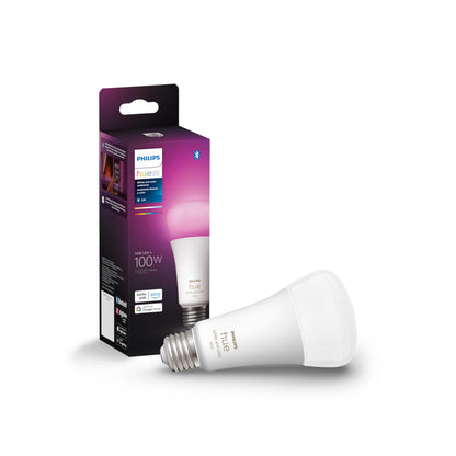 Philips Hue Smart 100W A21 LED Bulb - White and Color Ambiance Color-Changing Light - 4 Pack - 1600LM - E26 - Indoor - Control with Hue App - Works with Alexa, Google Assistant and Apple Homekit.
