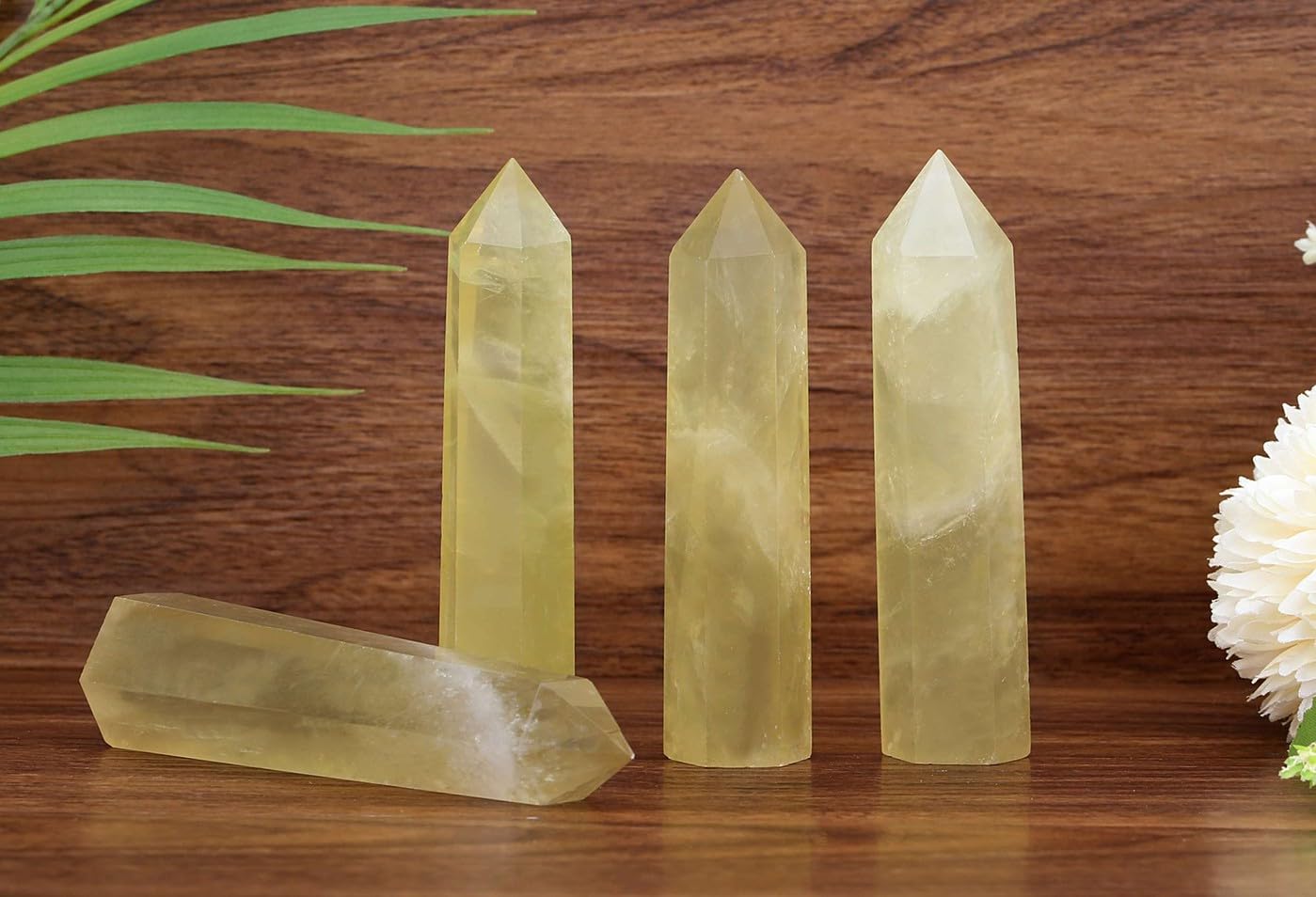 LAIDANLA Citrine Healing Crystals Wands 3.5-4" Polishing Natural Reiki Energy Wand Stone Hexagonal Point Obelisk Large Crystal Gemstones for Meditation Therapy Crystal Grid Decoration 1Pcs