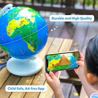 PlayShifu Educational Globe for Kids, Orboot Earth (+ App) Interactive AR World, 400 Wonders, 1000+ Facts, STEM Toy Gifts for Kids 4-10 Years, No Borders, No Names on Orboot Globe
