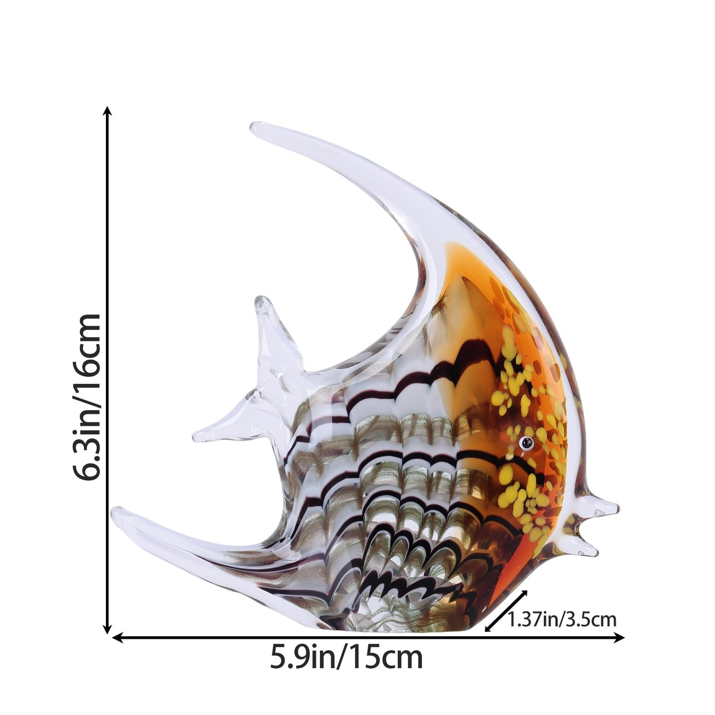 DOVDOV Hand-Blown Glass Fish Decorative Sculpture, Amber Ocean Glass Art Decor, Coastal-Themed Ornament, Suitable for bedrooms, Offices, Coffee Tables, and TV Consoles, Marine Animal Sculpture Art.