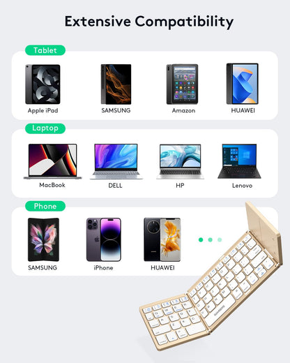 Samsers Foldable Bluetooth Keyboard with Touchpad - Portable Wireless Keyboard with Holder, Rechargeable Full Size Ultra Slim Pocket Folding Keyboards for Android Windows iOS Tablet & Laptop - Black
