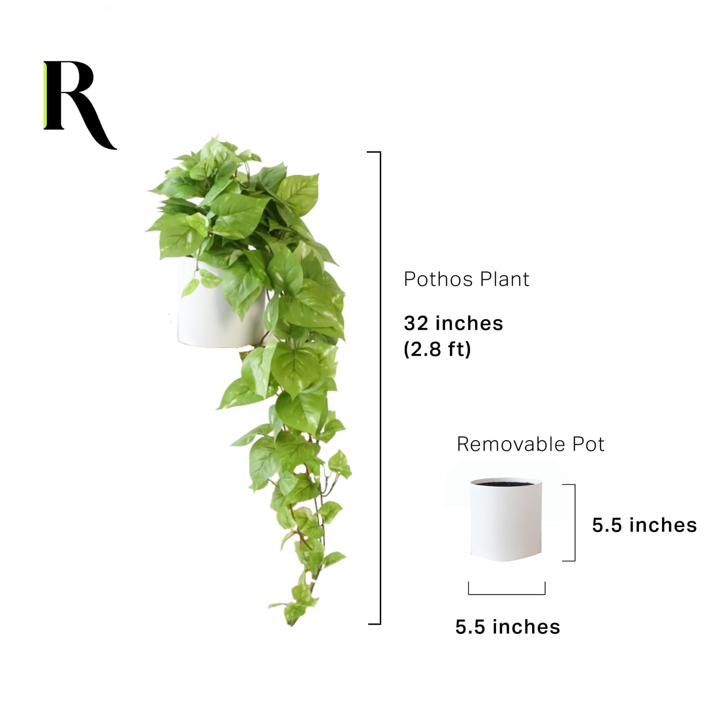 Retrograde 32" Realistic Fake Pothos Ivy Plant for Home Decor Indoor Silk Artificial Plant Large (Light Green)