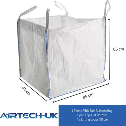 Airtech-UK New FIBC Bulk Bag Builders Garden Waste Heavy Duty Industrial polypropylene Material 1 Tonne TON Jumbo Bags Storage Sack Various Quantity (2)