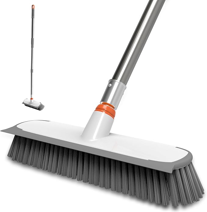 Floor Scrub Brush with Long Handle, Stiff Bristles Deck Brush, BITOPE