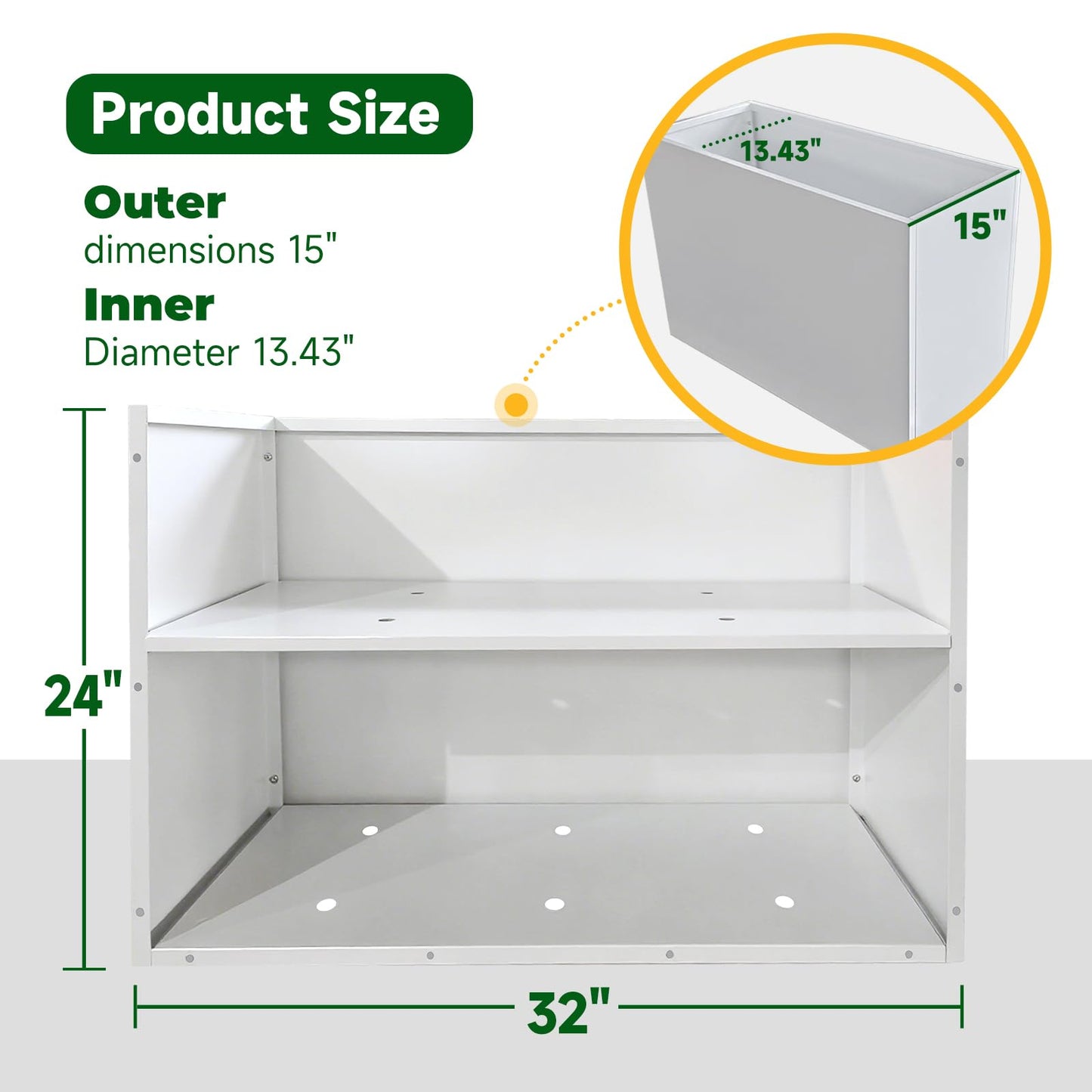 GZLVSOW Metal Heavy Planter Box 32" L x 15" W x 24" H White Metal Rectangular Outdoor Planter with Removable Insert Shelf for Outside, Indoor, Garden (White, 32 * 15 * 24)