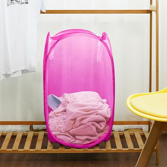 Pop Up Laundry Hamper, Portable Mesh Laundry Basket, Collapsible Clothes