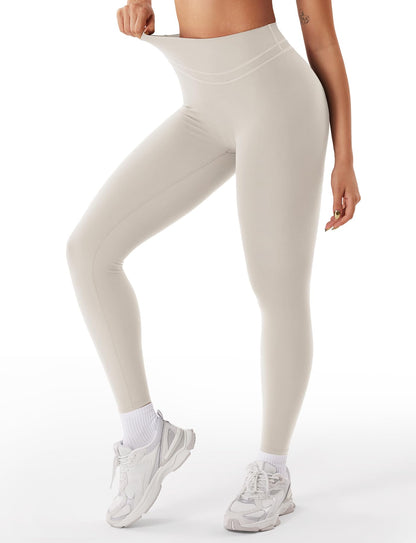 VOYJOY Womens Scrunch Workout Leggings Compression Butt Lifting Mid High Waist 26 Inches Seamless V Back Yoga Pants