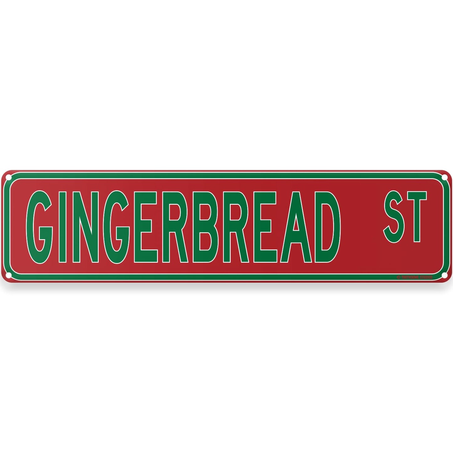 Gingerbread Street Christmas Theme Street Sign 16" x 4" Holiday Humor Ornament Novelty Home Decor Wall Decoration (GingerbreadStreet)