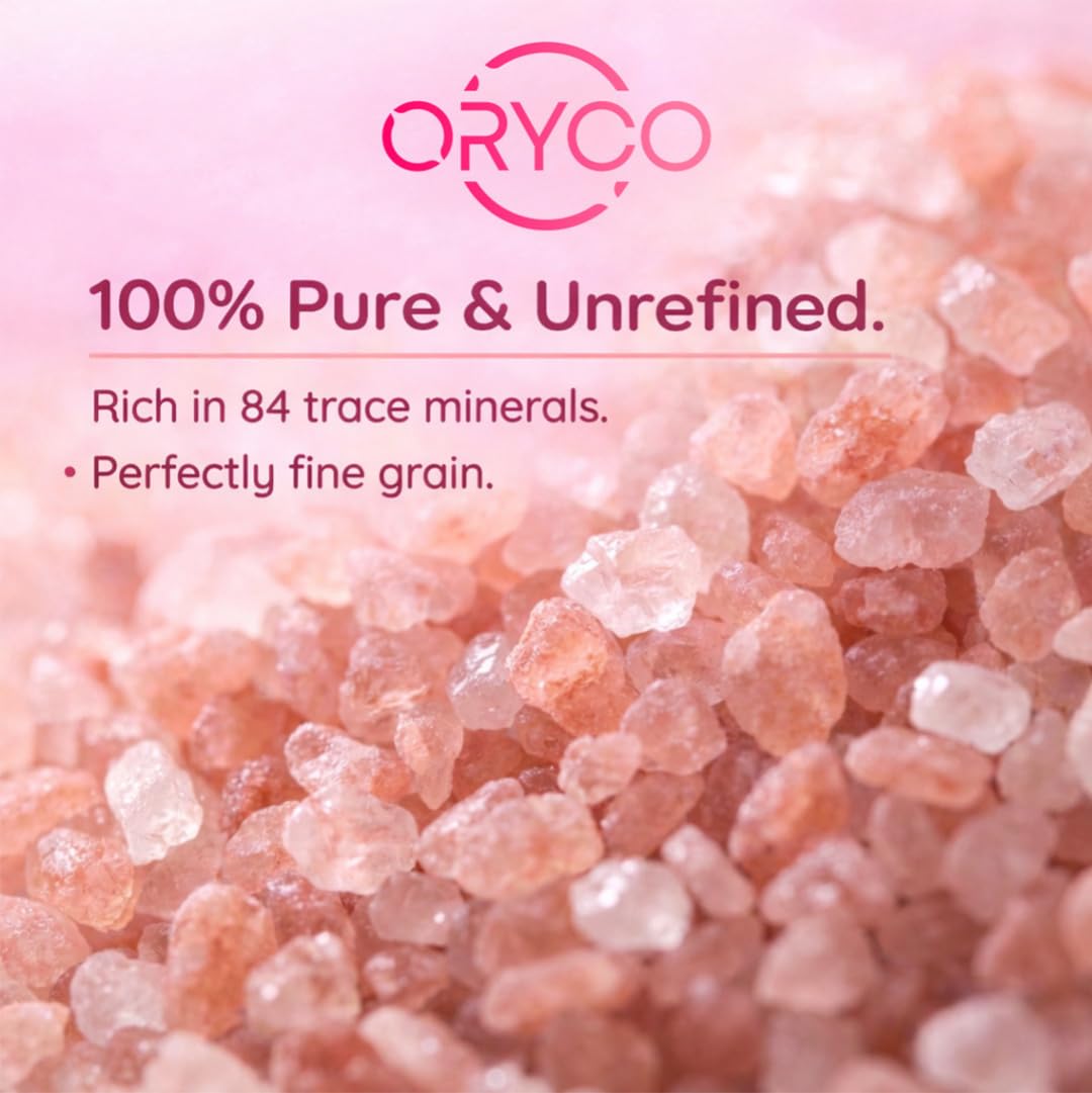 Oryco Himalayan Pink Salt Fine Grain Shaker (24.7 oz) 700g – 100% Natural, Kosher, Non-GMO, Mineral Salt, Easy Pour Shaker for Cooking, Baking, Table Seasoning, Popcorn & Everyday Kitchen Use