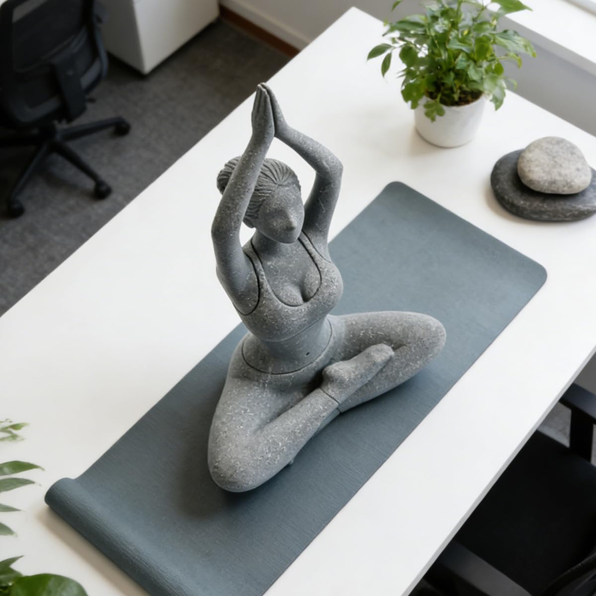 livelyfish Yoga Lady Statue Sandstone Yoga Pose Figure Meditation Women Collectible Figurines for Home Shelf Aquarium Fish Tank Decor (A-Style)