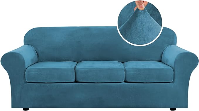 H.VERSAILTEX Modern Velvet Plush 4 Piece High Stretch Sofa Slipcover Sofa Cover
