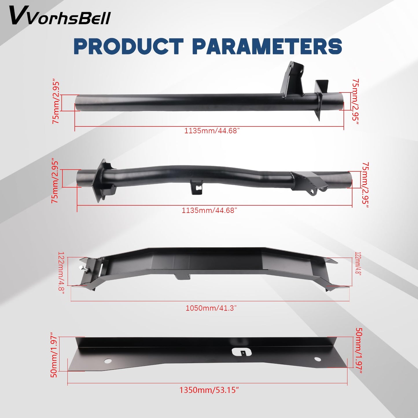 VVORHSBELL Front and Rear Fuel Tank Support Crossmember and Upper Shock Mount Crossmember and Spare Tire Support Plate Compatible with 2007-2014 Chevy Silverado 1500 GMC Sierra 1500 Regular Cab