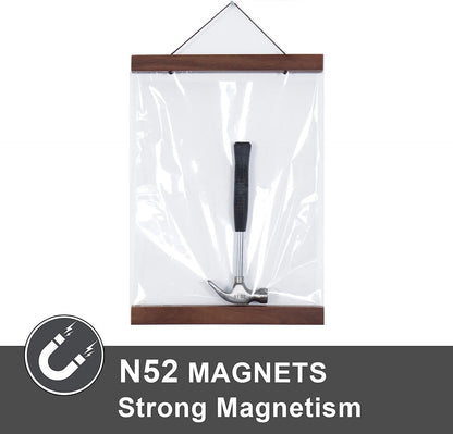 Niwo ART - Magnetic Poster Hanger Frame, 12x18 12x16 12x24 Light Wood Wooden Magnet Canvas Artwork Print Dowel Poster Hangers Frames Hanging Kit (Walnut, 12")