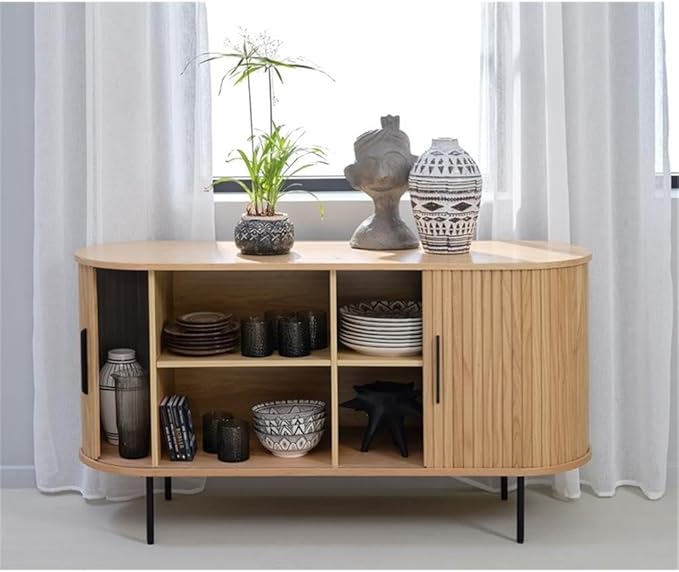 Unique Furniture Modern 2-Door Slideboad in Natural Oak