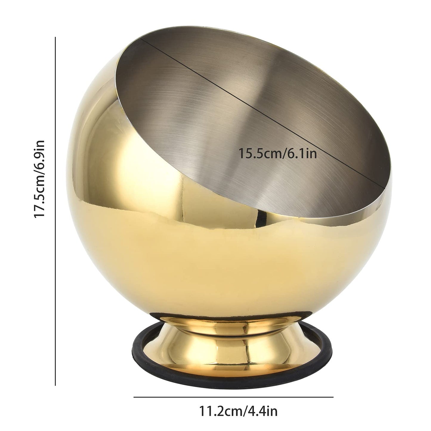 Hapivida Stainless Steel Gold Seasoning Oblique Bowl Mirror Polished Surface Larger Storage Capacity for Kitchen Living Room (Medium)