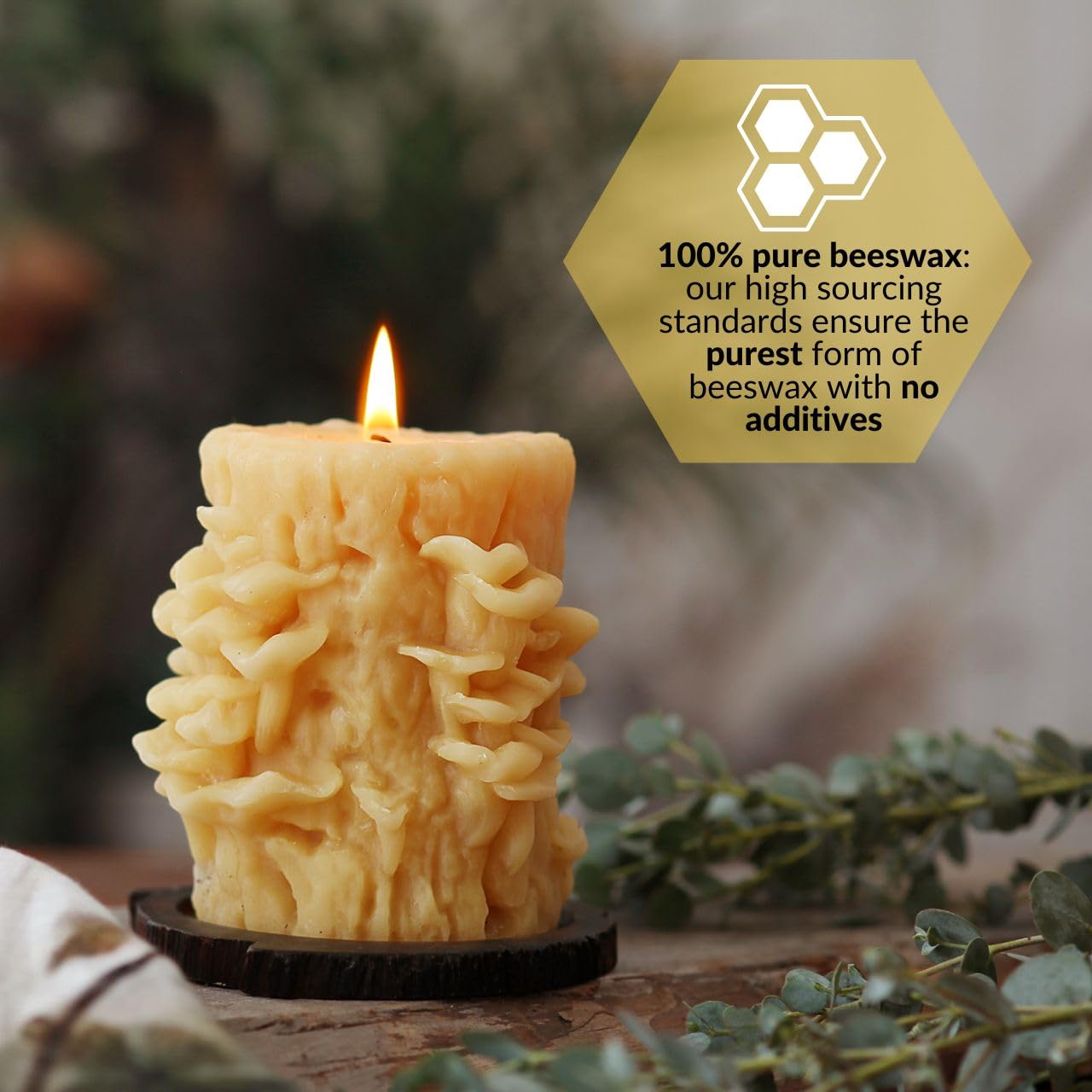 Big Dipper Wax Works Beeswax Oyster Mushroom Candle – Handcrafted 100% Pure Beeswax, Unscented, 60-Hour Clean Burn, Eco-Friendly Sculpted Woodland Décor Gift for Nature Lovers, 4" x 3.25"