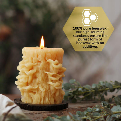Big Dipper Wax Works Beeswax Oyster Mushroom Candle – Handcrafted 100% Pure Beeswax, Unscented, 60-Hour Clean Burn, Eco-Friendly Sculpted Woodland Décor Gift for Nature Lovers, 4" x 3.25"