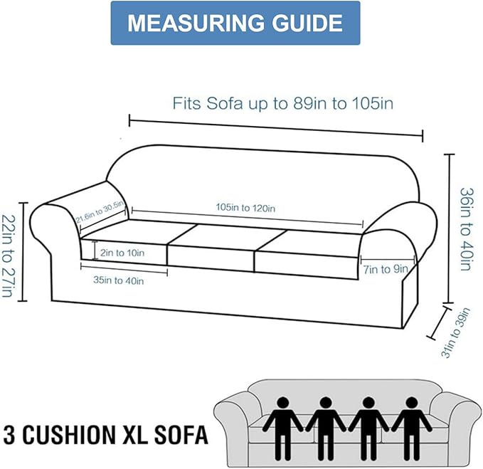 CUCRAF Cushion Sofa Cover 4 Piece Slipcovers, Soft Thick Velvet Couch Cover