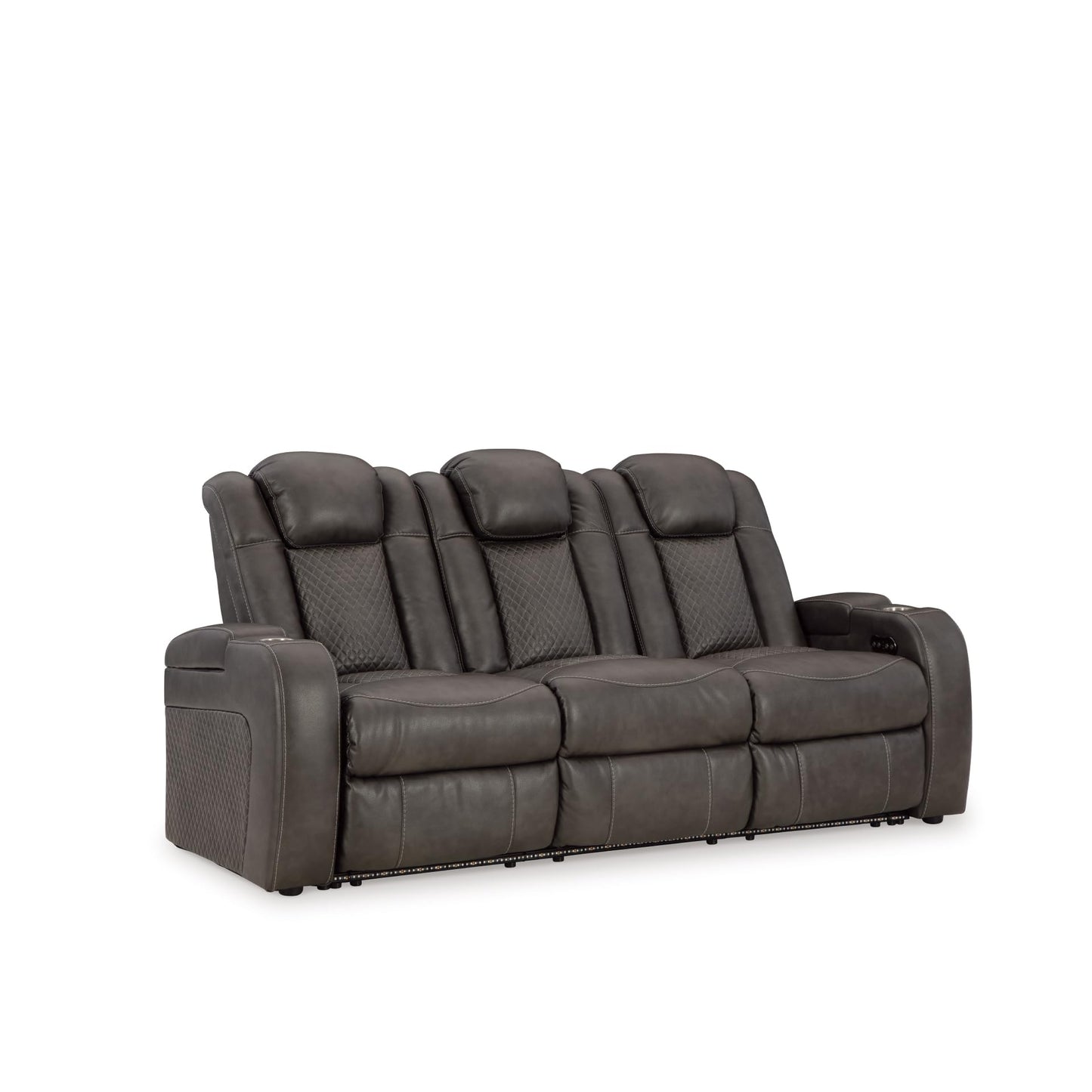 Signature Design by Ashley Fyne-Dyme Contemporary Power Reclining Sofa with USB Charging Ports and Adjustable Headrest, Brown