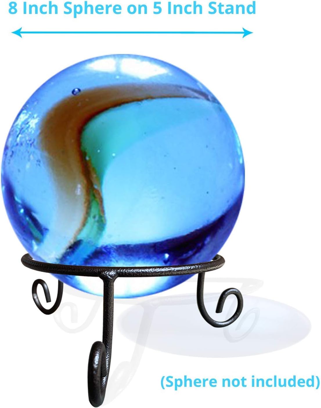 EcoRise Black Iron Ball Stand - Gazing Globe Stand for Balls, Sphere Holder Wrought Iron Display Stand, Crystal Ball Stand, Glass Bowl Ring Metal Egg Stands, Gazing Ball Stand (5" Diameter X 2" Tall)