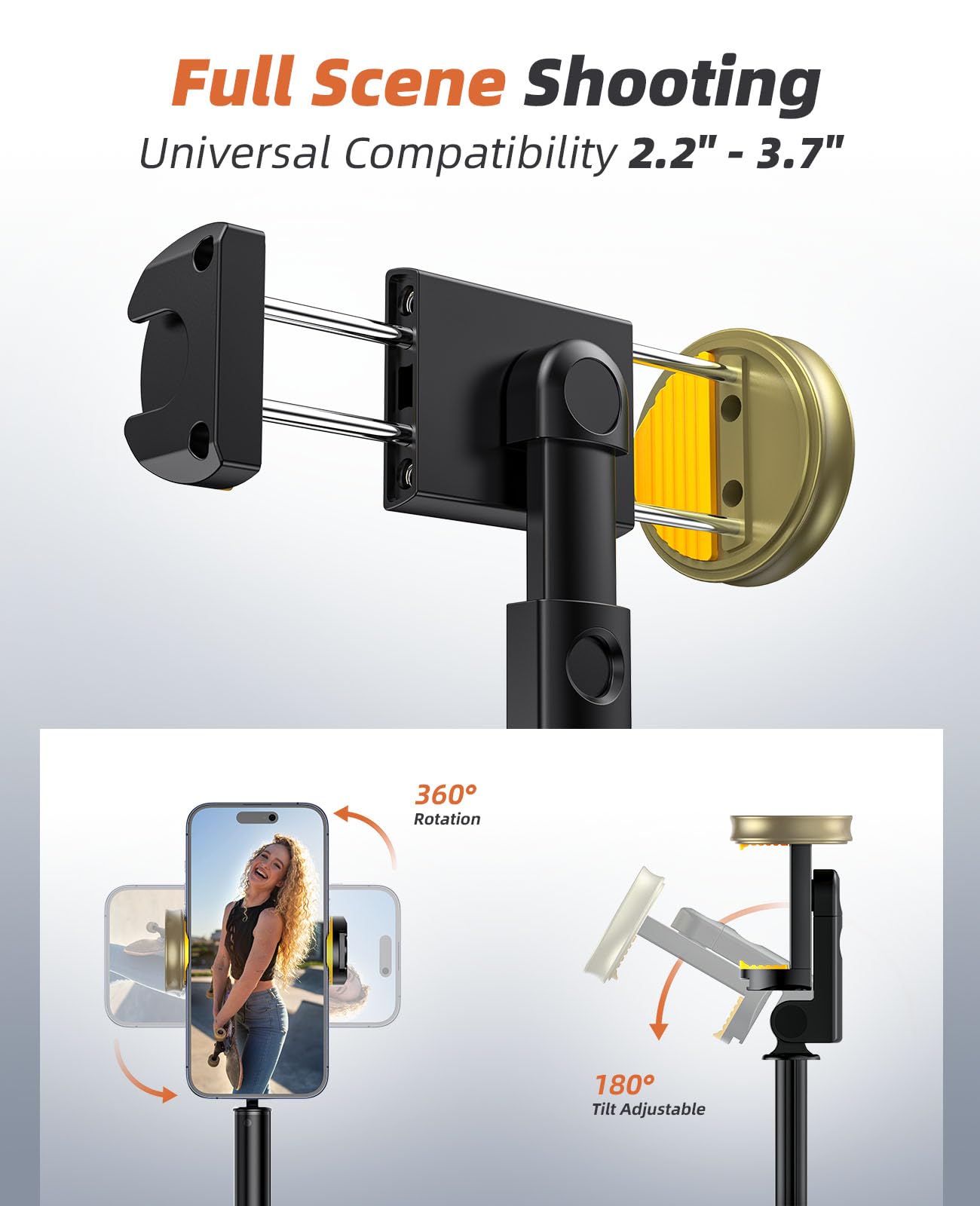 Vimose Phone Tripod & Selfie Stick with Remote, Portable, Lightweight for Video Recording Vlog, Extendable Travel Tripod Stand Compatible with iPhone Android, Black, 62"