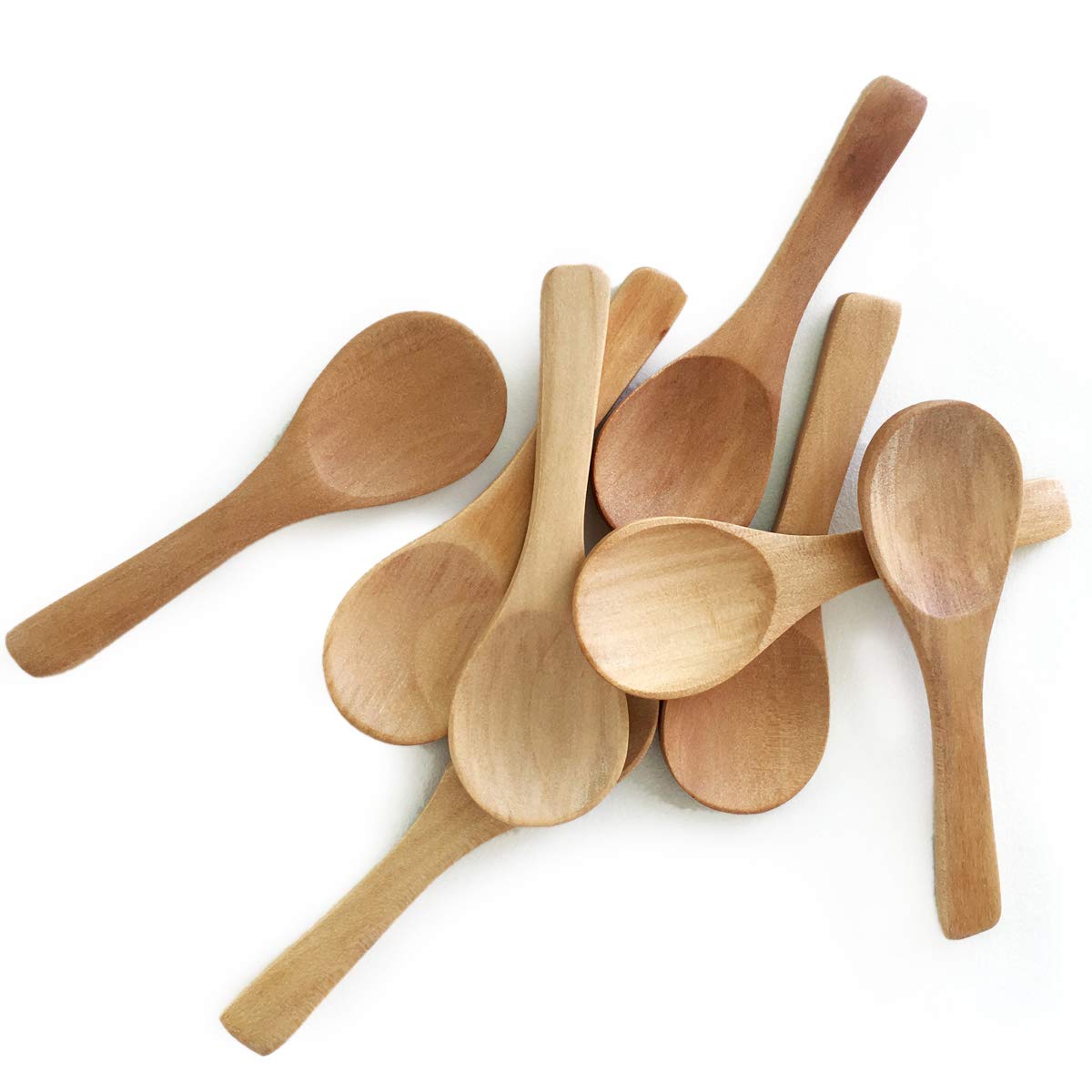 50 Pieces Small Wooden Spoons, Short Handle Mini Condiments Salt Spoons Nature Wooden Honey Teaspoon Coffee Tea Jam Mustard Ice Cream Milk Powder Spices (Natural Wood Color)