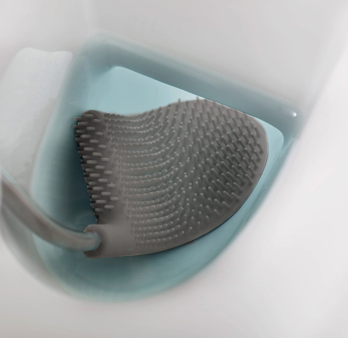 Joseph Joseph Flex Lite - Silicone Toilet Brush with slimline holder set, flexible anti-drip, anti-clog deep clean head, Grey/White, Small