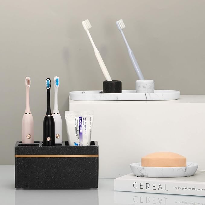 Shinowa Resin Toothbrush Holder, 5 Slots Hygienic Electric Toothbrush Holder