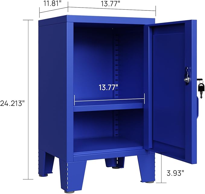 ALBAD Metal Nightstand with Lockable Cabinet, Compact Mini Locker Bedside Table