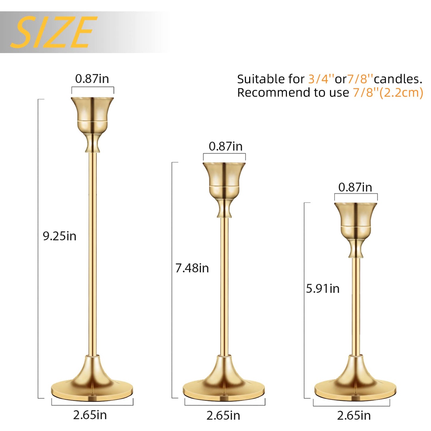 Candlestick Holders,Taper Candle Holder for Candlesticks Gold Brass Vintage Candle Stick Candle Holders Candelabra Candle Holder for Fireplace Party Dining Home