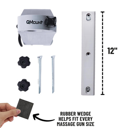 QMount Massage Gun Holder & Rack Mount – Hands-Free for Full Body Muscle Recovery – Fully Adjustable Massage Gun Wall Mount Holder – Heavy Duty, No-Slip, Supports Deep Massaging (Rack Mount)