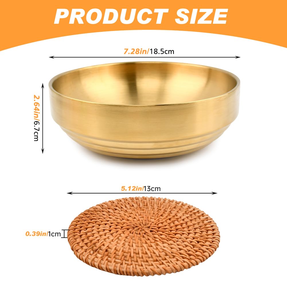 Qirvaten Gold Key Bowl, 7.4 Inches Decorative Bowls for Entryway Table with Coaster, Modern Key Holder Fruit Dish Catch All Bowl for Kitchen Counter Home Decor(Size: 7.4 Inches)